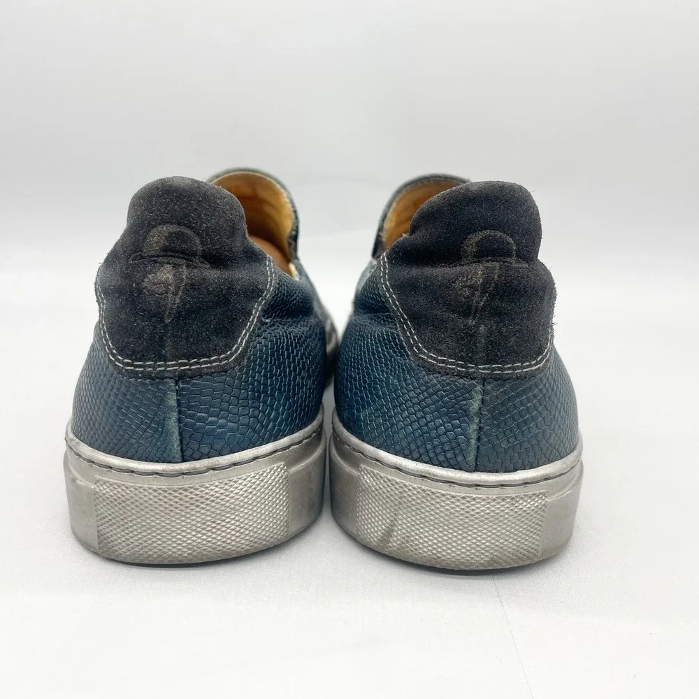Robert‎ Graham Mens 44 11 Rolo Slip On Sneakers Shoes Blue Snake Leather Casual